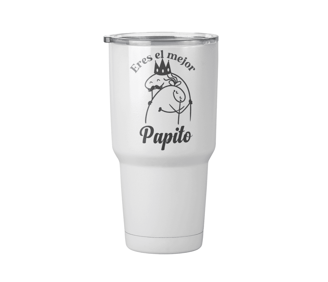 Termo Flork Eres el mejor papito | Día del padre | Blanco Acero | original | Viajero Metálico 30 oz