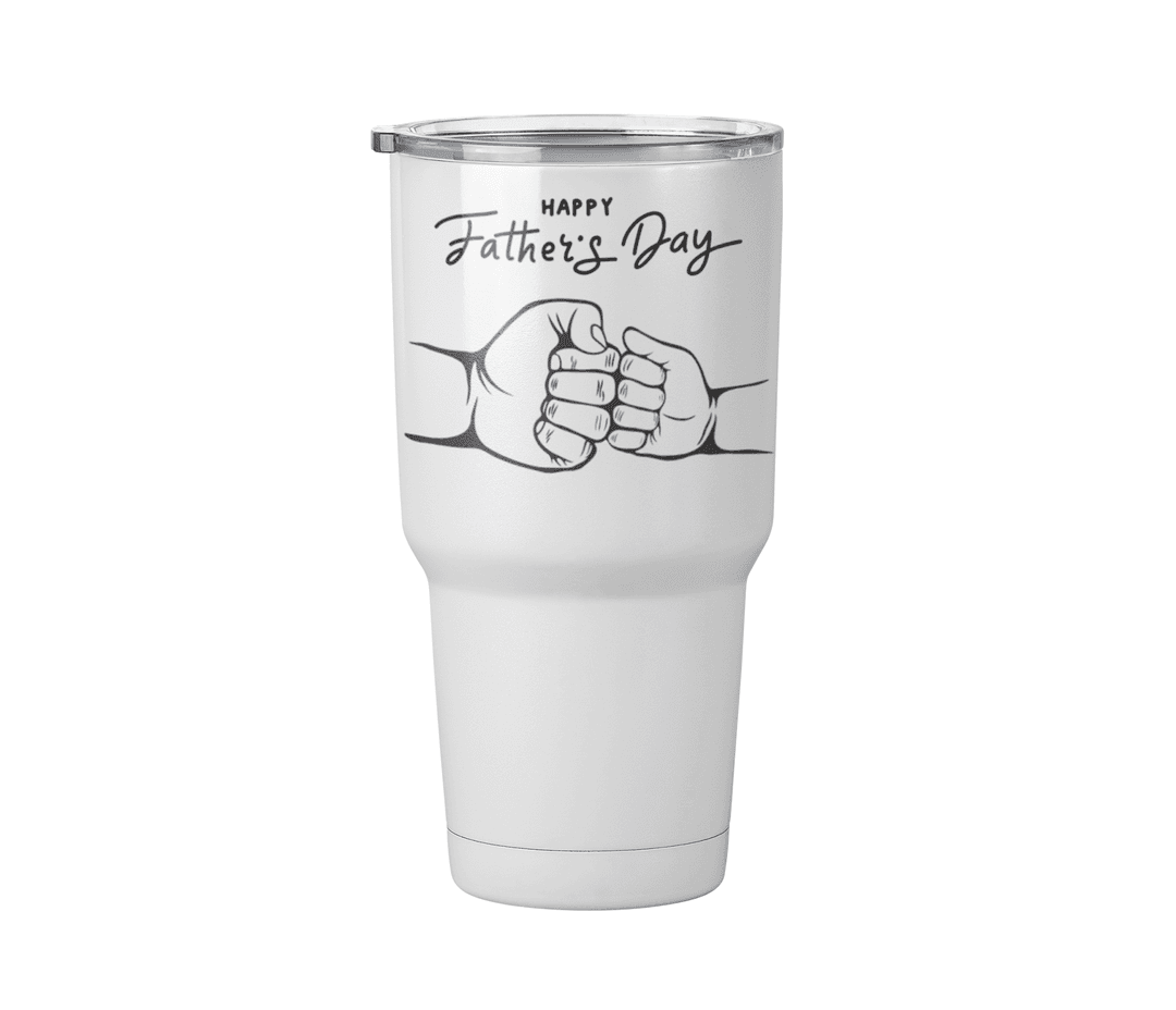 Termo Happy Fathers Day | Día del padre | Blanco Acero | original | Viajero Metálico 30 oz
