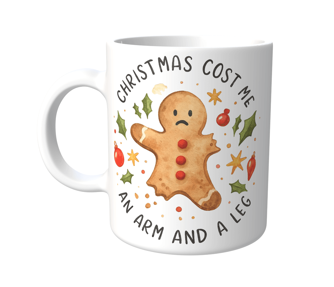 Taza blanca Christmas Cost Me an arm an a leg | frase divertida | galleta de jengibre I navidad | fiestas | frío I Cerámica Blanca 11 oz | Para Café o té I regalo original